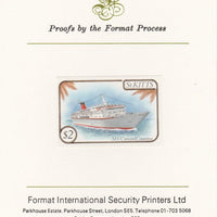 St Kitts 1985 Ships $2 (Cunard Liner) imperf proof mounted on Format International proof card, as SG 176