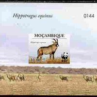 Mozambique 2009 WWF - Antelope Hippotragus equinus imperf deluxe sheetlet #4 (numbered from a limited edition)