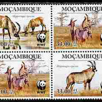 Mozambique 2010 WWF - Antelope Hippotragus equinus perf set of 4 vaues in se-tenant block unmounted mint