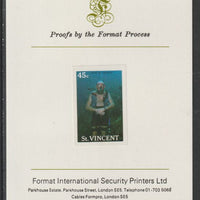 St Vincent 1988 Tourism 45c Scuba Diving imperf mounted on Format International proof card, as SG 1134