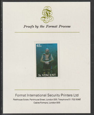 St Vincent 1988 Tourism 45c Scuba Diving imperf mounted on Format International proof card, as SG 1134