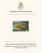 St Vincent 1988 Tourism 65c Aerial View of Young Island imperf mounted on Format International proof card, as SG 1135