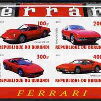 Burundi 2010 Ferrari Sports cars #1 imperf sheetlet containing 4 values unmounted mint