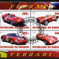 Burundi 2010 Ferrari Sports cars #2 perf sheetlet containing 4 values fine cto used