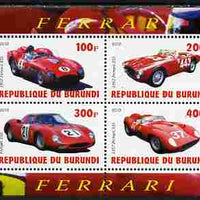 Burundi 2010 Ferrari Sports cars #2 perf sheetlet containing 4 values unmounted mint