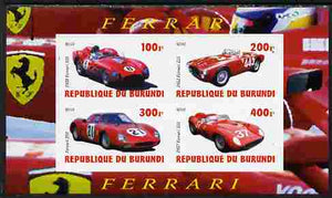 Burundi 2010 Ferrari Sports cars #2 imperf sheetlet containing 4 values unmounted mint