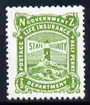 New Zealand 1913-37 Life Insurance 1/2d yellow-green P14x15 (Lighthouse) unmounted mint SG L24a