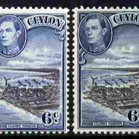 Ceylon 1938-49 KG6 Colombo Harbour 6c two good shades (grey-blue & steel blue) unmounted mint, SG 388var