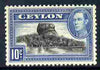 Ceylon 1938-49 KG6 Sigiriya (Lion Rock) 10c watermark sideways unmounted mint, SG 389