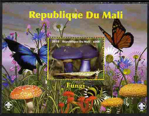 Mali 2010 Fungi #5 perf s/sheet with Butterflies & Scouts Logo unmounted mint. Note this item is privately produced and is offered purely on its thematic appeal