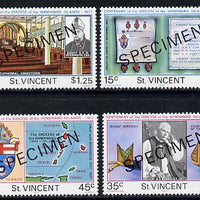 St Vincent 1977 Centenary of Diocese set of 4 opt'd Specimen unmounted mint, as SG 527-30*