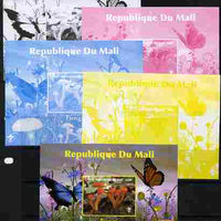 Mali 2010 Fungi #8 s/sheet with Butterflies & Scouts Logo - the set of 5 imperf progressive proofs comprising the 4 individual colours plus all 4-colour composite, unmounted mint