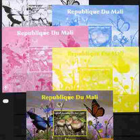 Mali 2010 Fungi #9 s/sheet with Butterflies & Scouts Logo - the set of 5 imperf progressive proofs comprising the 4 individual colours plus all 4-colour composite, unmounted mint