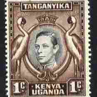 Kenya, Uganda & Tanganyika 1938-54 KG6 Crowned Cranes 1c black & deep-chocolate P13.25 x 13.75 unmounted mint SG131ag