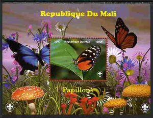 Mali 2010 Butterfles #1 perf s/sheet with Fungi & Scouts Logo unmounted mint. Note this item is privately produced and is offered purely on its thematic appeal