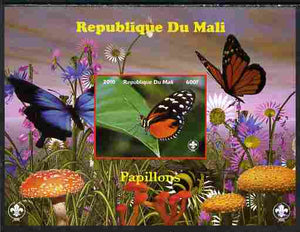 Mali 2010 Butterfles #1 imperf s/sheet with Fungi & Scouts Logo unmounted mint. Note this item is privately produced and is offered purely on its thematic appeal