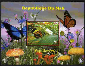 Mali 2010 Butterfles #2 perf s/sheet with Fungi & Scouts Logo unmounted mint. Note this item is privately produced and is offered purely on its thematic appeal