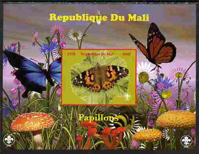 Mali 2010 Butterfles #41 imperf s/sheet with Fungi & Scouts Logo unmounted mint. Note this item is privately produced and is offered purely on its thematic appeal