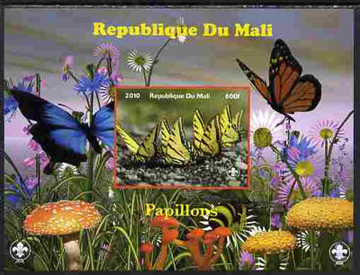 Mali 2010 Butterfles #5 imperf s/sheet with Fungi & Scouts Logo unmounted mint. Note this item is privately produced and is offered purely on its thematic appeal