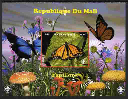 Mali 2010 Butterfles #6 imperf s/sheet with Fungi & Scouts Logo unmounted mint. Note this item is privately produced and is offered purely on its thematic appeal