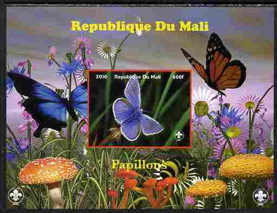 Mali 2010 Butterfles #7 imperf s/sheet with Fungi & Scouts Logo unmounted mint. Note this item is privately produced and is offered purely on its thematic appeal