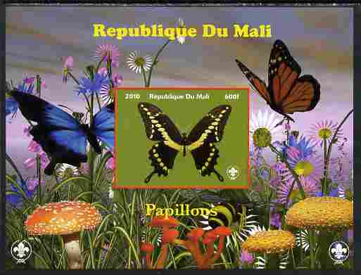 Mali 2010 Butterfles #8 imperf s/sheet with Fungi & Scouts Logo unmounted mint. Note this item is privately produced and is offered purely on its thematic appeal