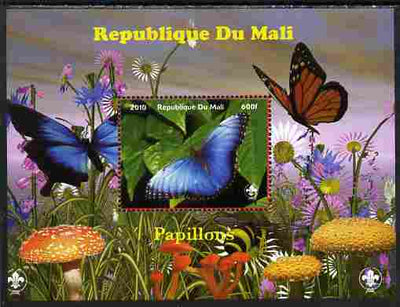 Mali 2010 Butterfles #9 perf s/sheet with Fungi & Scouts Logo unmounted mint. Note this item is privately produced and is offered purely on its thematic appeal