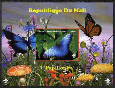 Mali 2010 Butterfles #9 imperf s/sheet with Fungi & Scouts Logo unmounted mint. Note this item is privately produced and is offered purely on its thematic appeal