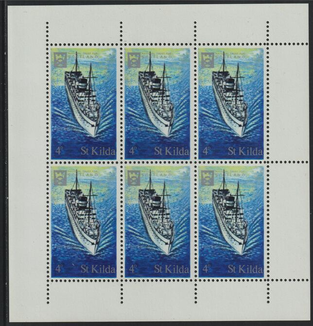 St Kilda 1971 Ships 4d SS Devonia complete perf sheetlet of 6 unmounted mint