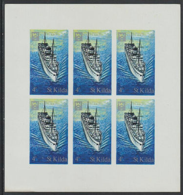 St Kilda 1971 Ships 4d SS Devonia complete imperf sheetlet of 6 unmounted mint