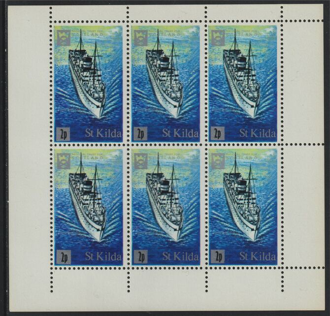 St Kilda 1971 Ships 2p on 4d SS Devonia complete perf sheetlet of 6 unmounted mint