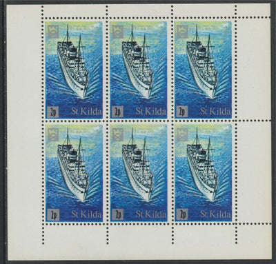 St Kilda 1971 Ships 2p on 4d SS Devonia complete perf sheetlet of 6 unmounted mint