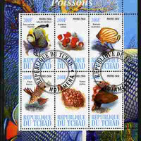 Chad 2010 Fish perf sheetlet containing 6 values fine cto used