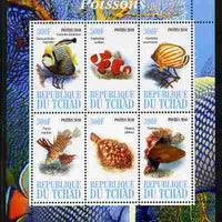 Chad 2010 Fish perf sheetlet containing 6 values unmounted mint