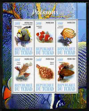 Chad 2010 Fish perf sheetlet containing 6 values unmounted mint