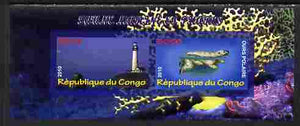 Congo 2010 Lighthouses & Marine Fauna #1 imperf sheetlet containing 2 values unmounted mint