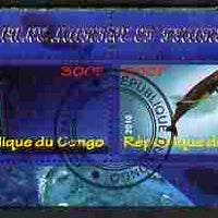 Congo 2010 Lighthouses & Marine Fauna #2 perf sheetlet containing 2 values fine cto used