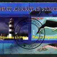 Congo 2010 Lighthouses & Marine Fauna #3 perf sheetlet containing 2 values fine cto used