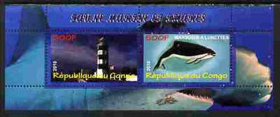 Congo 2010 Lighthouses & Marine Fauna #3 perf sheetlet containing 2 values unmounted mint