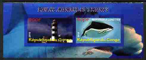 Congo 2010 Lighthouses & Marine Fauna #3 imperf sheetlet containing 2 values unmounted mint