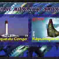 Congo 2010 Lighthouses & Marine Fauna #4 perf sheetlet containing 2 values unmounted mint