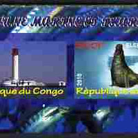 Congo 2010 Lighthouses & Marine Fauna #4 imperf sheetlet containing 2 values unmounted mint