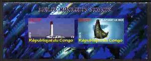 Congo 2010 Lighthouses & Marine Fauna #4 imperf sheetlet containing 2 values unmounted mint