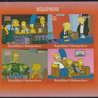 Madagascar 2018 The Simpsons imperf sheetlet containing 4 values unmounted mint. Note this item is privately produced and is offered purely on its thematic appeal.