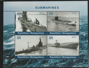 Madagascar 2018 Submarines perf sheetlet containing 4 values unmounted mint. Note this item is privately produced and is offered purely on its thematic appeal.