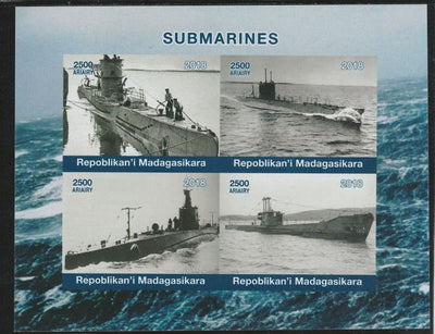 Madagascar 2018 Submarines imperf sheetlet containing 4 values unmounted mint. Note this item is privately produced and is offered purely on its thematic appeal.