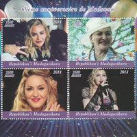 Madagascar 2018 Madonna's 60th Birthday perf sheetlet containing 4 values unmounted mint. Note this item is privately produced and is offered purely on its thematic appeal.