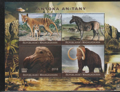 Madagascar 2018 Extinct Animals perf sheetlet containing 4 values unmounted mint. Note this item is privately produced and is offered purely on its thematic appeal.