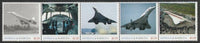 Antigua & Barbuda unissued Concorde perforated strip of 5 essays produced on official blank stamp paper unmounted mint, apparently no more than 15 strips exist. Slight offset on gummed side