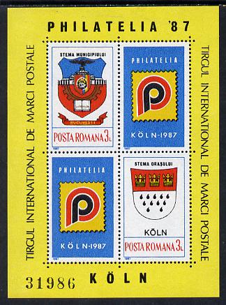 Rumania 1987 'Philatelia 87' Stamp Exhibition m/sheet, Mi BL 237